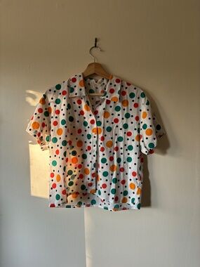 Vintage Polka Dot Button Up Blouse